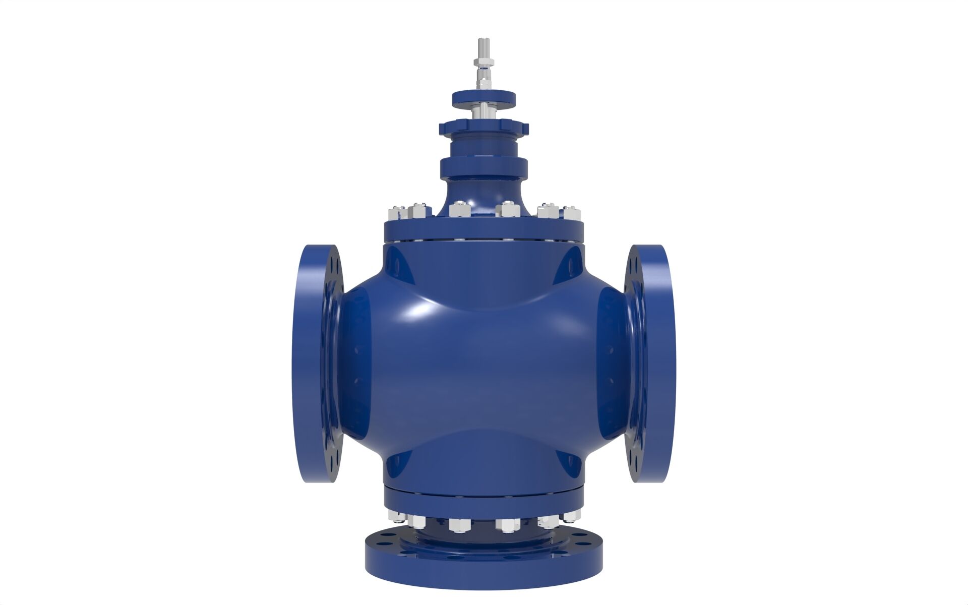 Left side view of a Blakeborough BV830 Three Way Valve manufactured by Trillium Flow Technologies