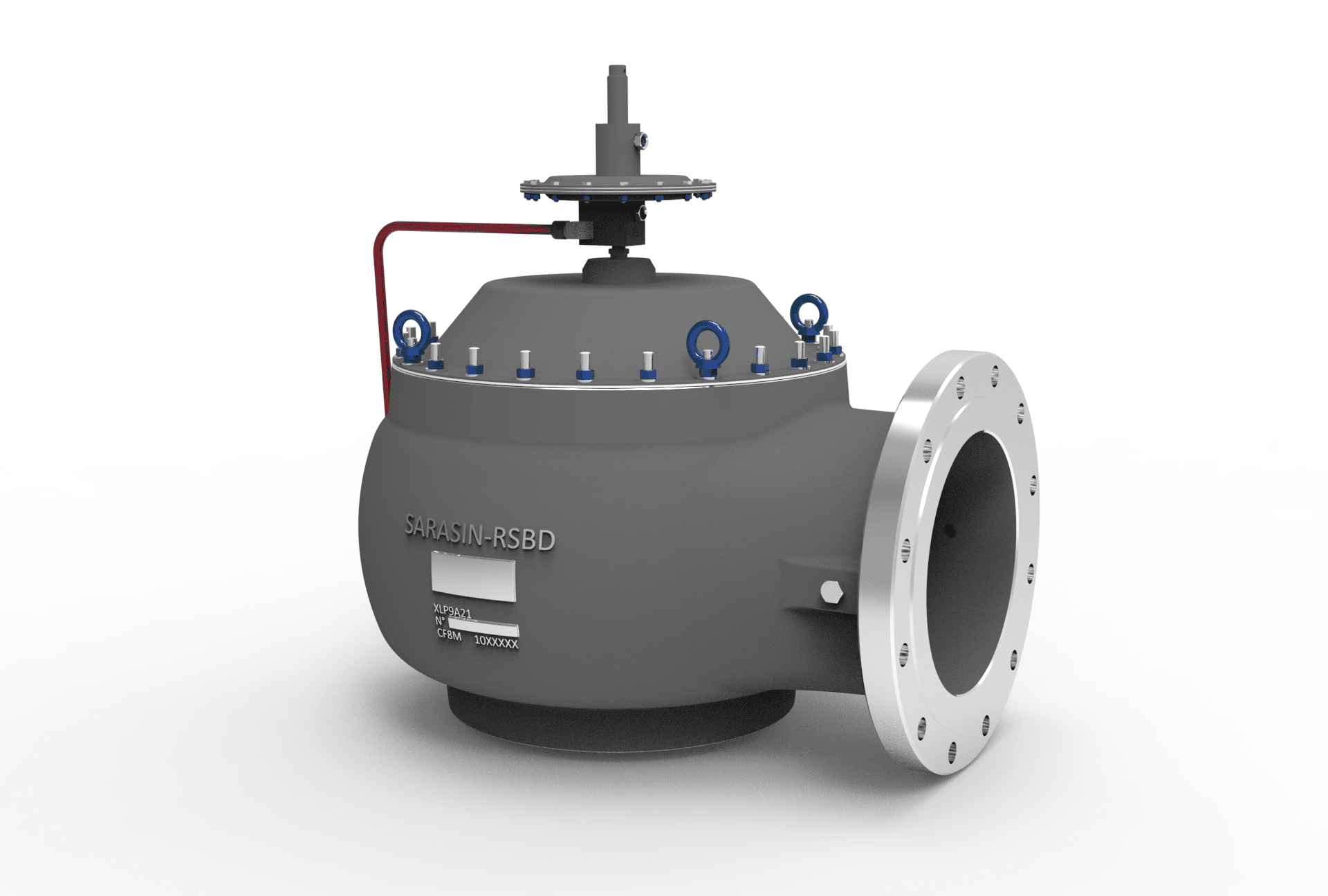 SARASIN-RSBD® 74LP, 74VP, & 78LP SERIES PILOT OPERATED PRESSURE RELIEF VALVE, right angled view