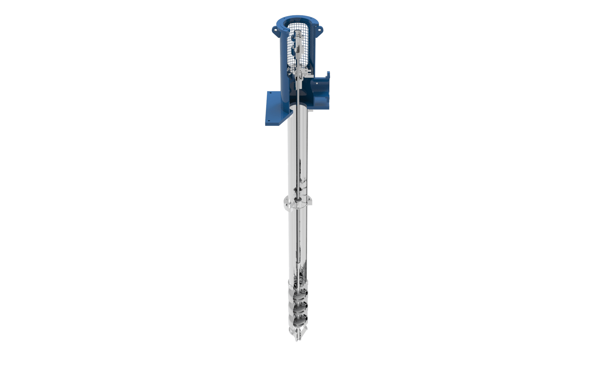 FLOWAY® VTSP VERTICAL TURBINE SOLIDS PUMP left angled view