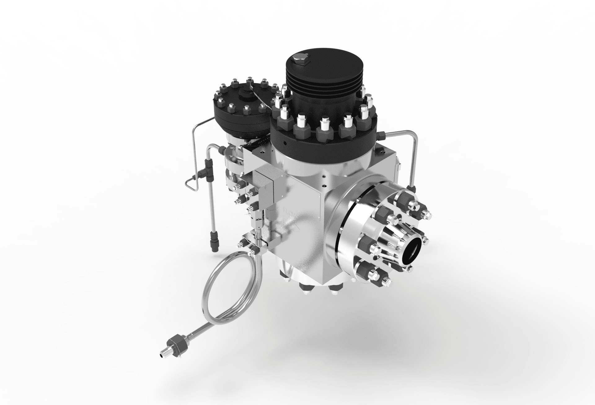 Angled back left side view of a SEBIM CSSV 3000 Compact Single Safety Valve manufactured by Trillium Flow Technologies