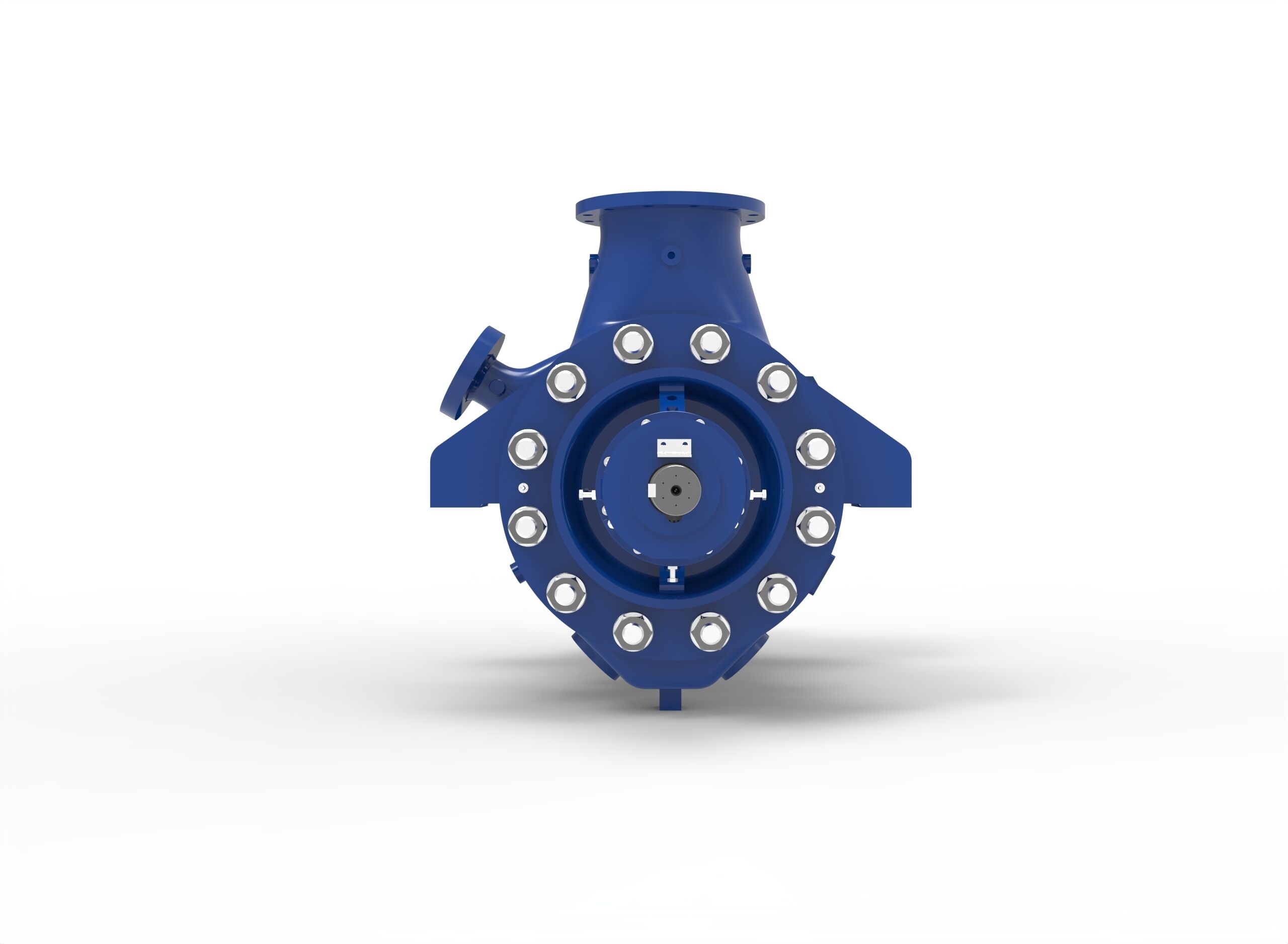 Left side view of a Termomeccanica Pompe MES & MESD BB4 TYPE API 610 Centrifugal Pump manufactured by Trillium Flow Technologies