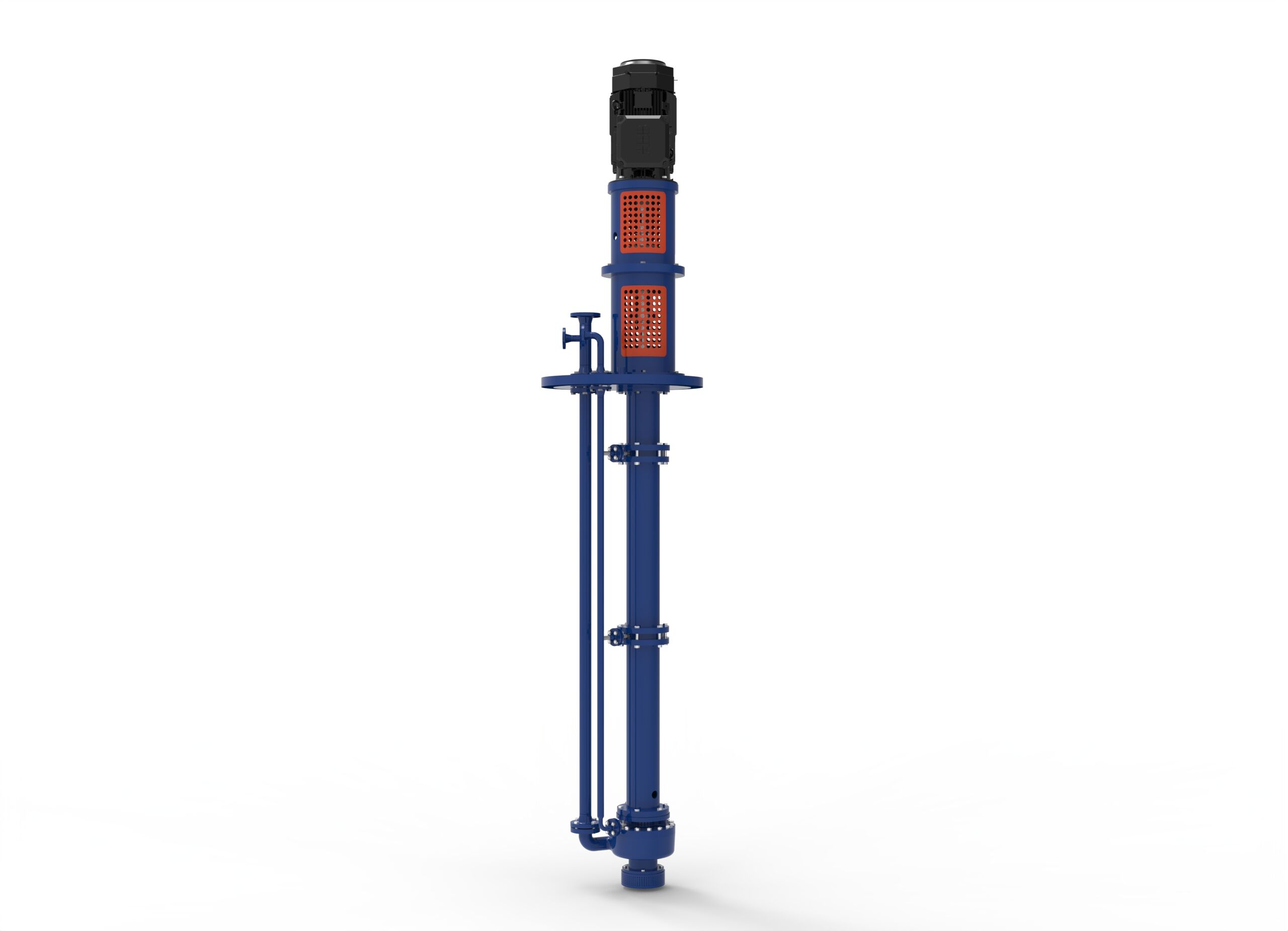 Backside view of a Termomeccanica Pompe CPPL VS4 TYPE API 610 Centrifugal Pump manufactured by Trillium Flow Technologies