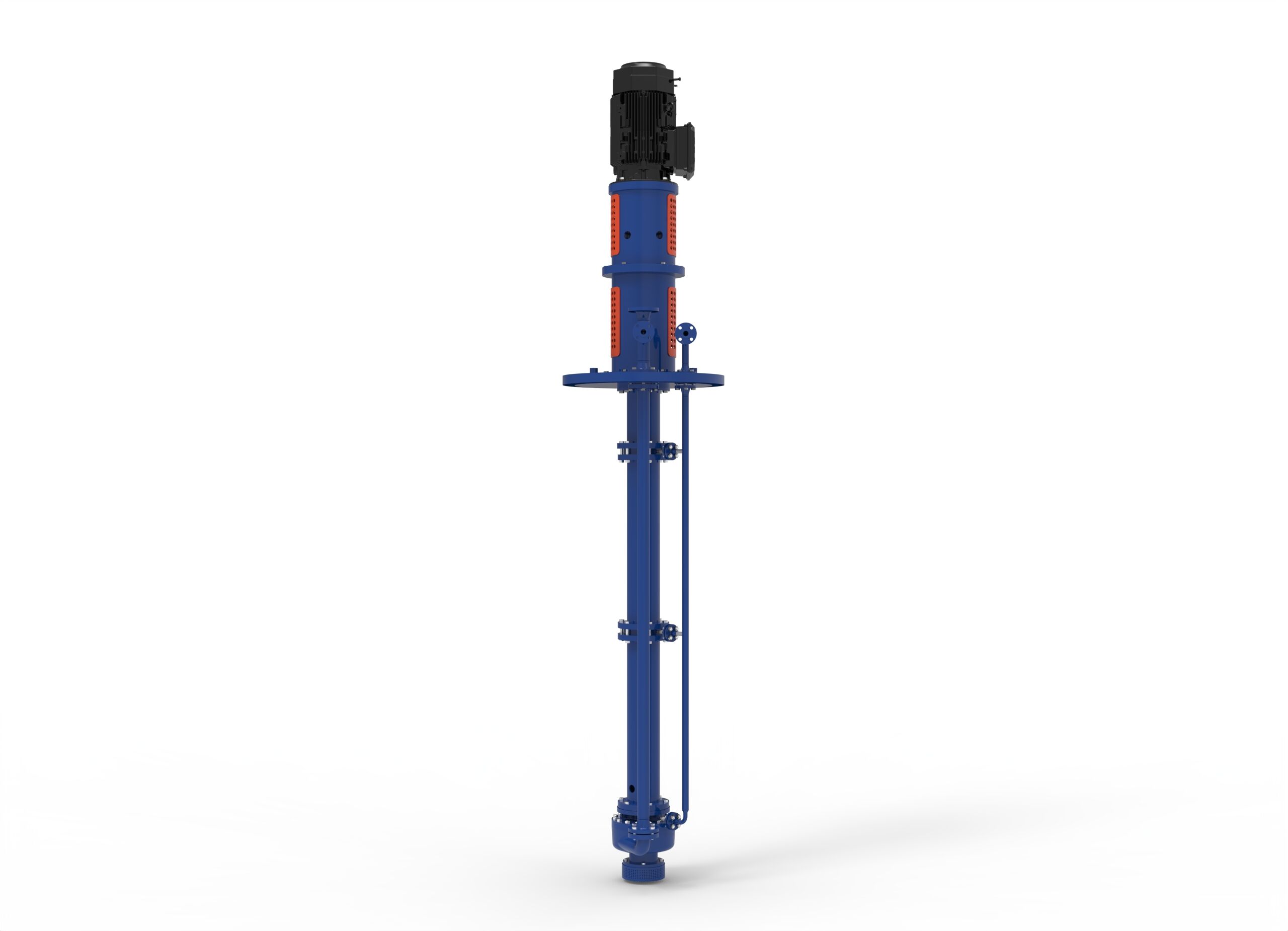 Left side view of a Termomeccanica Pompe CPPL VS4 TYPE API 610 Centrifugal Pump manufactured by Trillium Flow Technologies