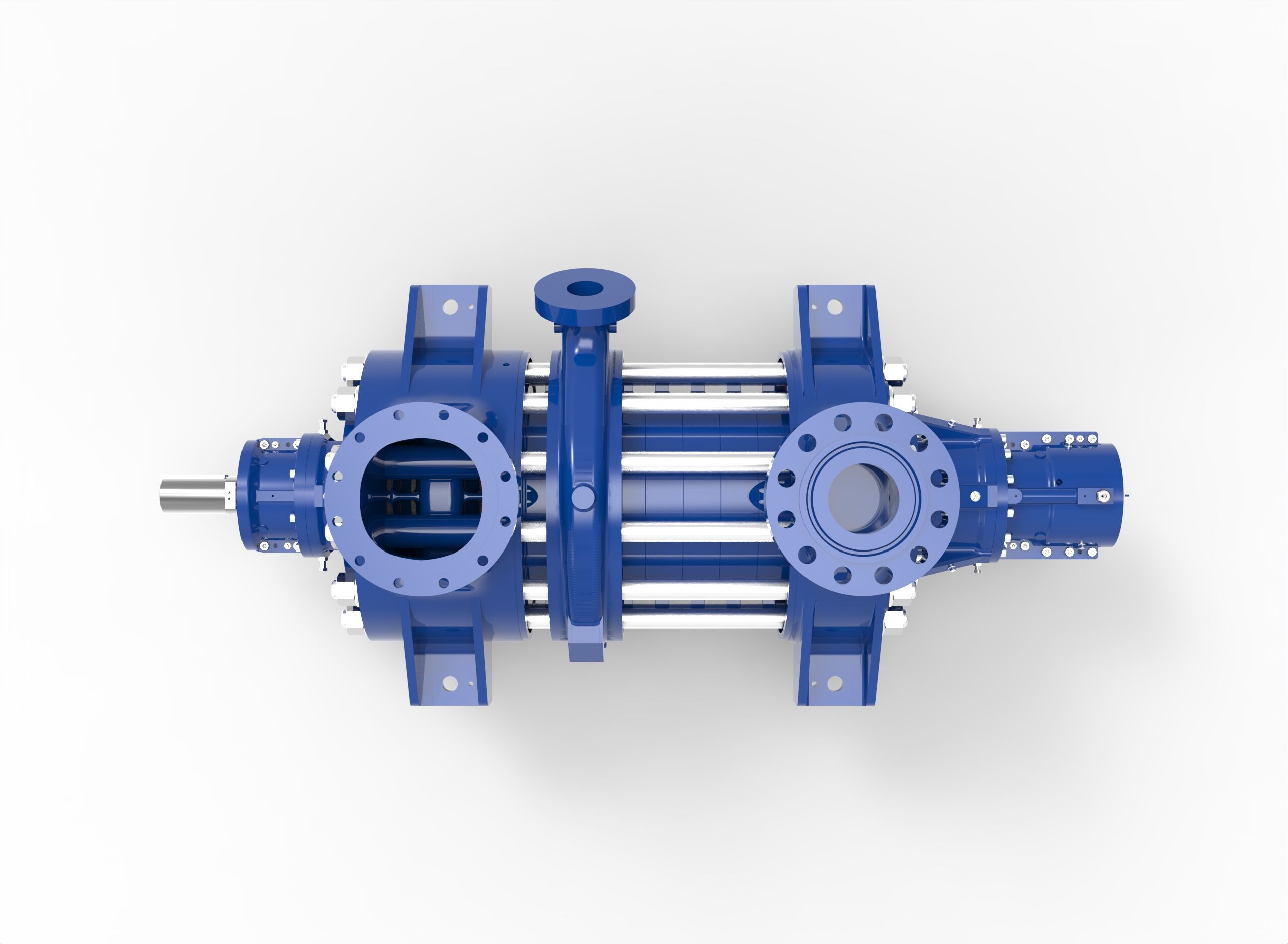 Top view of a Termomeccanica Pompe MES & MESD BB4 TYPE API 610 Centrifugal Pump manufactured by Trillium Flow Technologies