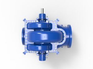 Top view of a Termomeccanica Pompe DD BB1 TYPE API 610 Centrifugal Pump manufactured by Trillium Flow Technologies