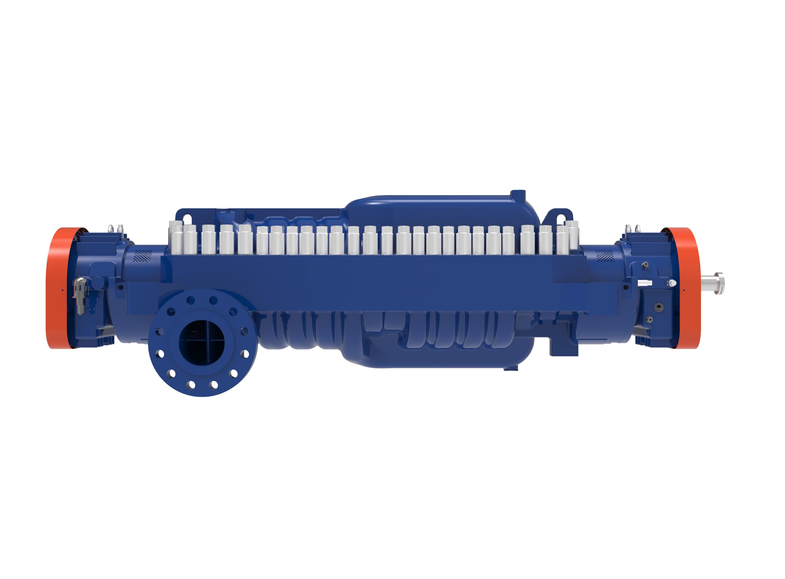 Front side view of a Termomeccanica Pompe PF BB3 TYPE API 610 Centrifugal Pump manufactured by Trillium Flow Technologies